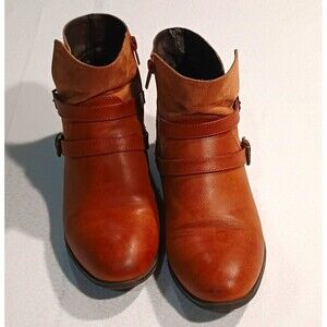 Brown Strappy Ankle Boots Booties Size 8 Boho Cowgirl Chic CL by Laundry